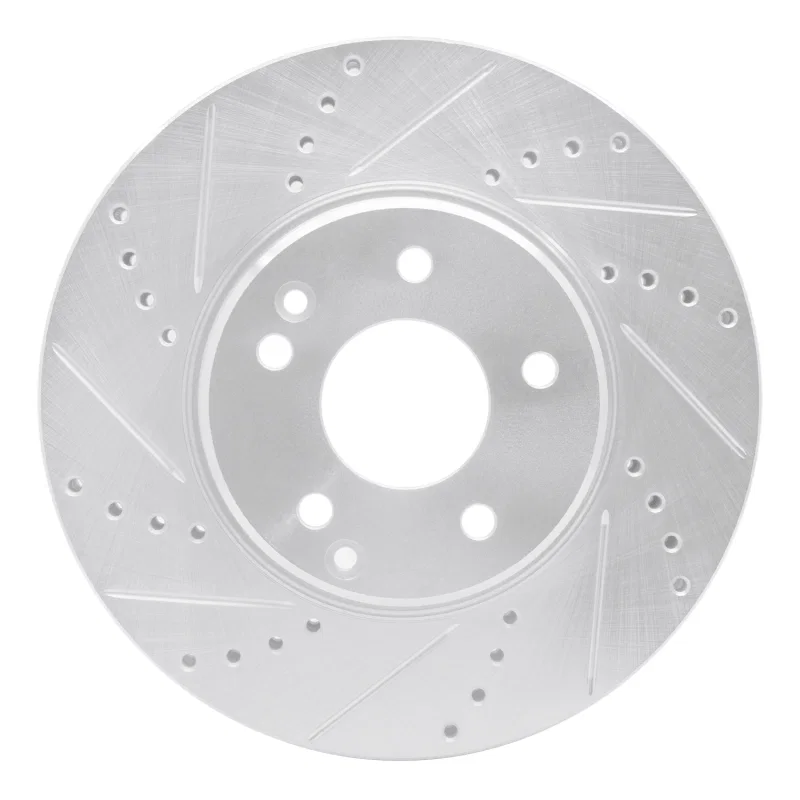 R1 Concepts 631-63048L, R1 96-11 Chrysler Crossfire Front Left Drilled & Slotted Silver Brake Rotor