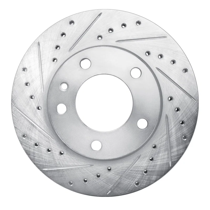 R1 Concepts 631-31014L, R1 82-88 BMW 524TD Front Left Drilled & Slotted Silver Brake Rotor