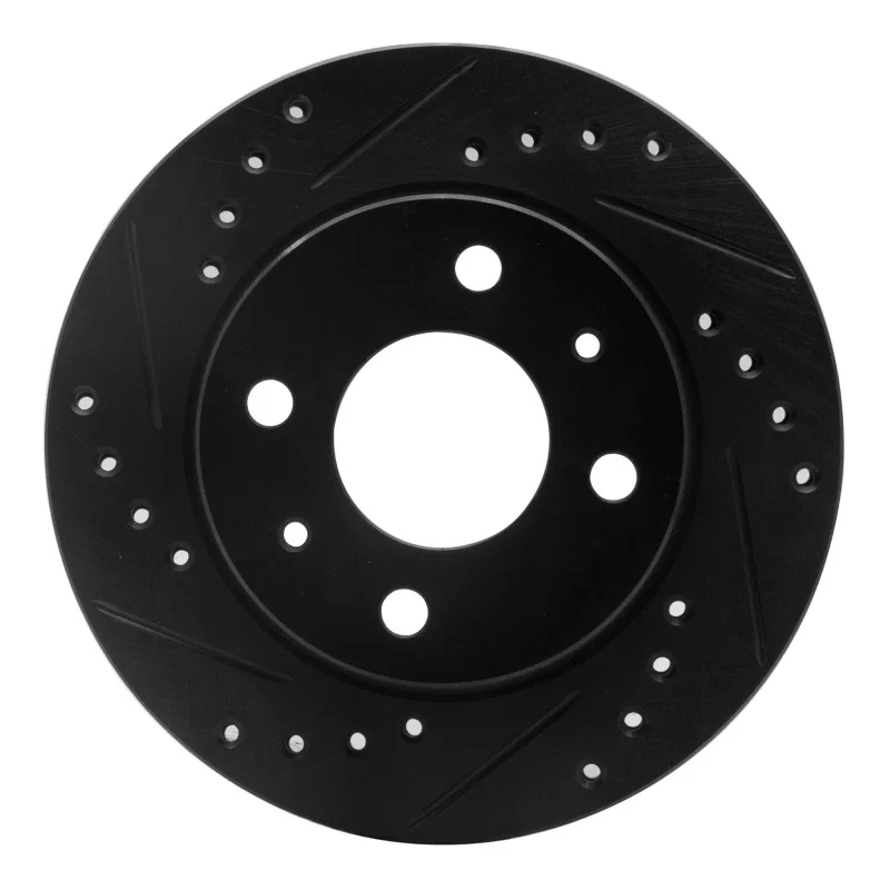 R1 Concepts 633-67044L, R1 95-00 Nissan 200SX Front Left Drilled & Slotted Black Brake Rotor