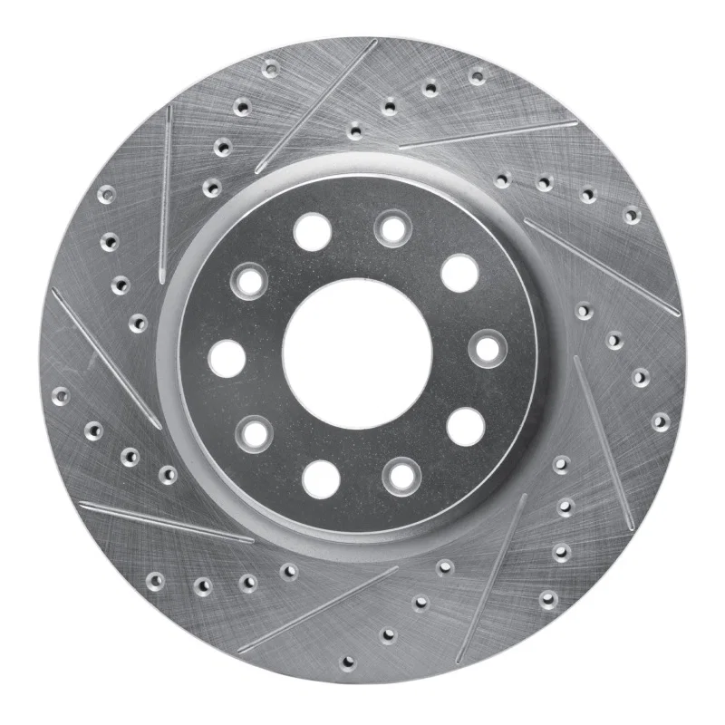 R1 Concepts 631-42039L, R1 18-25 Jeep Wrangler Front Left Drilled & Slotted Silver Brake Rotor