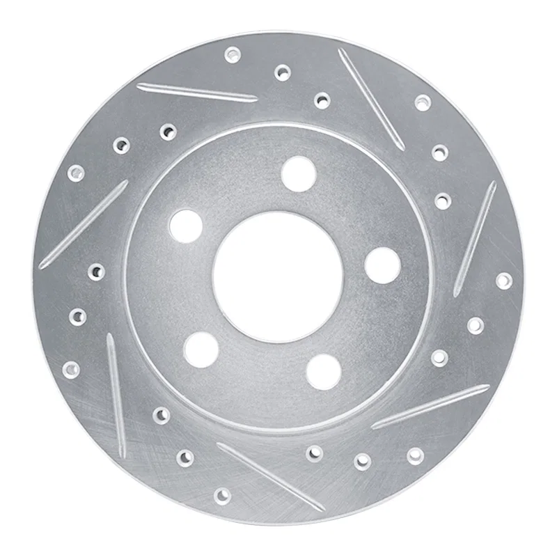 R1 Concepts 631-40004R, R1 85-89 Dodge ARIES Front Right Drilled & Slotted Silver Brake Rotor