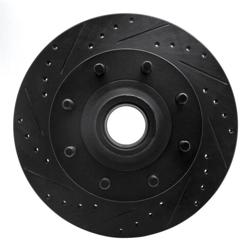 R1 Concepts 633-54135L, R1 95-04 Ford E-250 Econoline Front Left Drilled & Slotted Black Brake Rotor