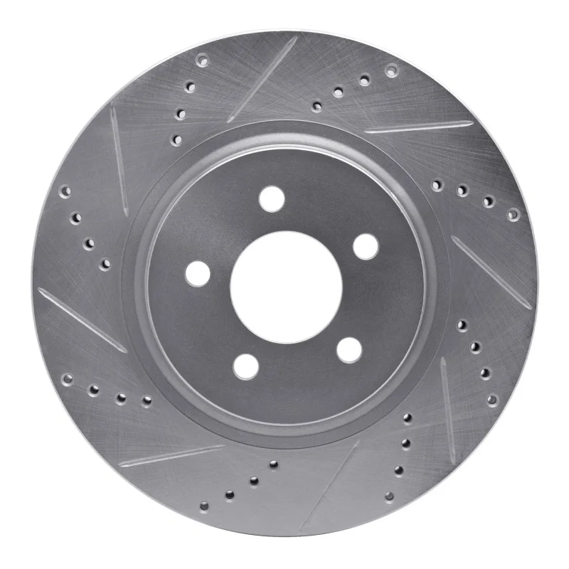 R1 Concepts 631-54036L, R1 94-04 Ford Mustang Front Left Drilled & Slotted Silver Brake Rotor