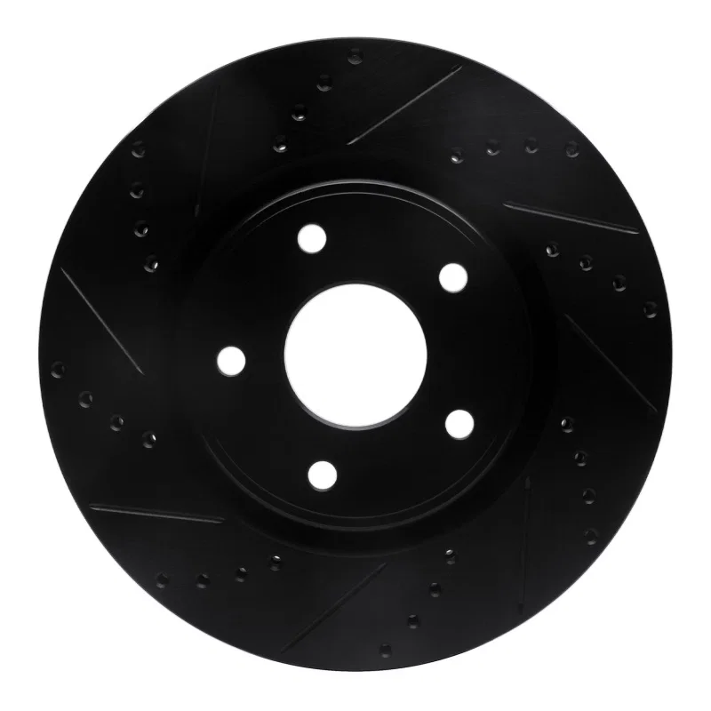 R1 Concepts 633-40112L, R1 12-25 Chrysler Town & Country Front Left Drilled & Slotted Black Brake Rotor