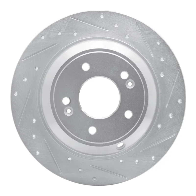 R1 Concepts 631-21041R, R1 18-23 Genesis G70 Rear Right Drilled & Slotted Silver Brake Rotor