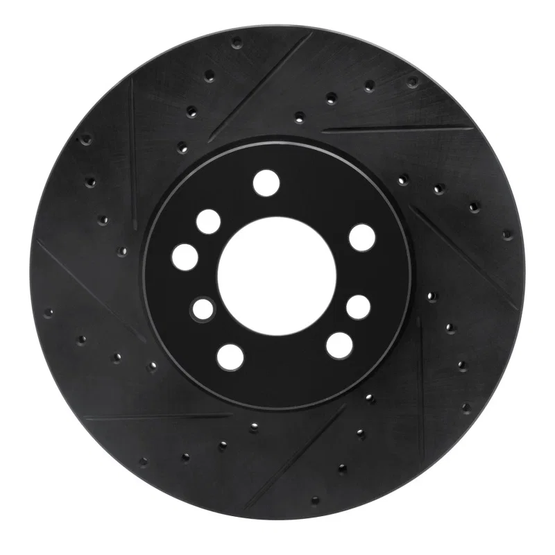R1 Concepts 633-31135L, R1 00-06 BMW X5 Front Left Drilled & Slotted Black Brake Rotor