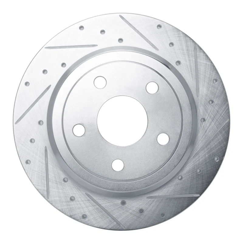 R1 Concepts 631-42004R, R1 2011-2022 Dodge Durango Rear Right Drilled & Slotted Silver Brake Rotor
