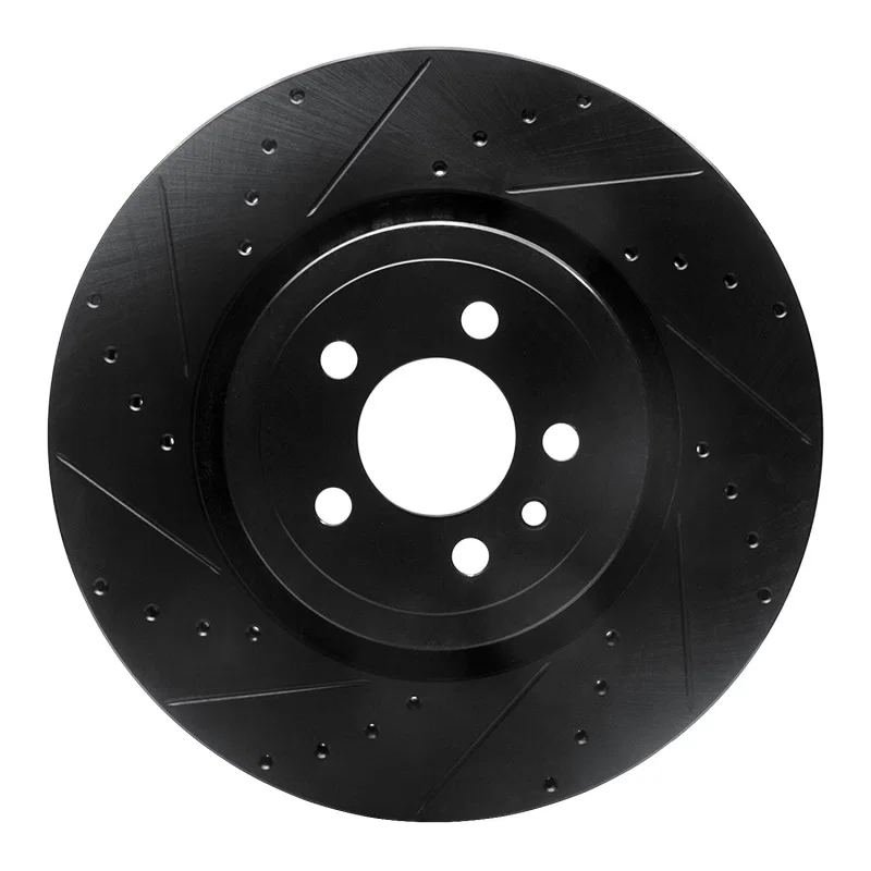 R1 Concepts 633-40035L, R1 14-23 Dodge Charger Front Left Drilled & Slotted Black Brake Rotor