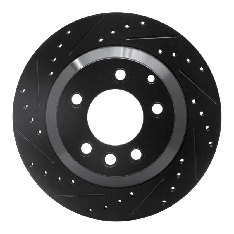 R1 Concepts 633-74048L, R1 03-18 Audi Q7 Rear Left Drilled & Slotted Black Brake Rotor