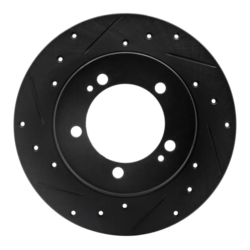R1 Concepts 633-72012L, R1 90-94 Eagle TALON Rear Left Drilled & Slotted Black Brake Rotor