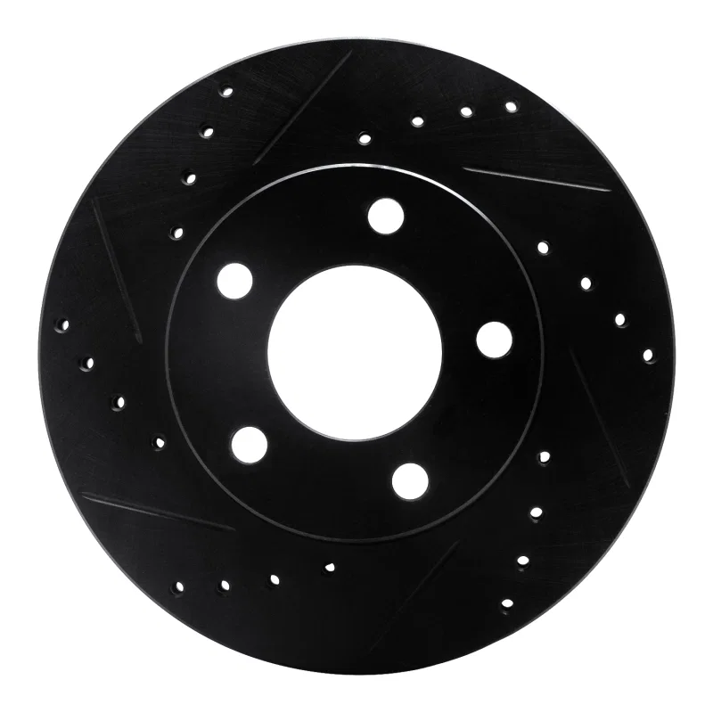 R1 Concepts 633-54017D, R1 75-80 Ford Granada Left Rear Drilled & Slotted Black Brake Rotor