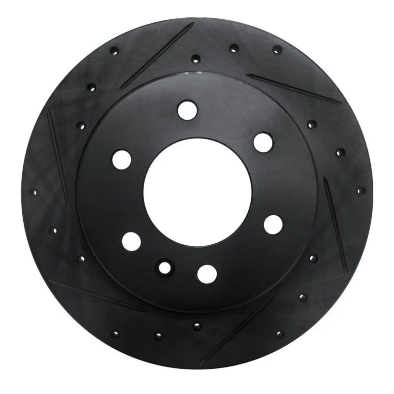 R1 Concepts 633-63175L, R1 19-25 Freightliner SprintER 1500 Rear Left Drilled & Slotted Black Brake Rotor