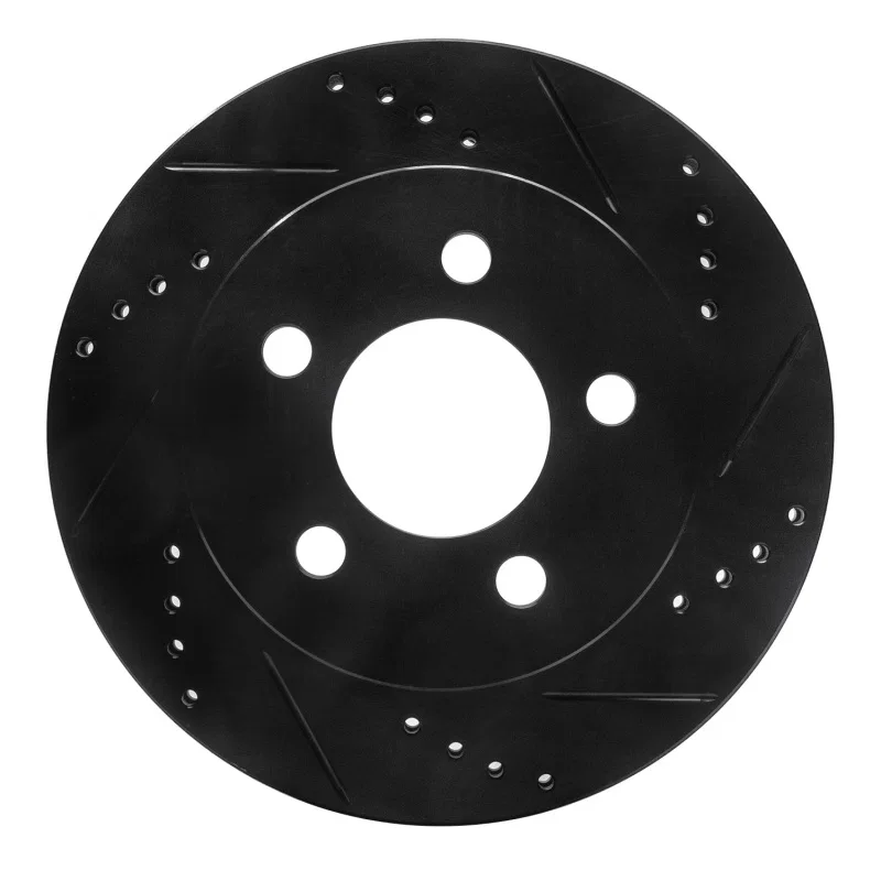 R1 Concepts 633-42026R, R1 99-06 Jeep Wrangler Front Right Drilled & Slotted Black Brake Rotor