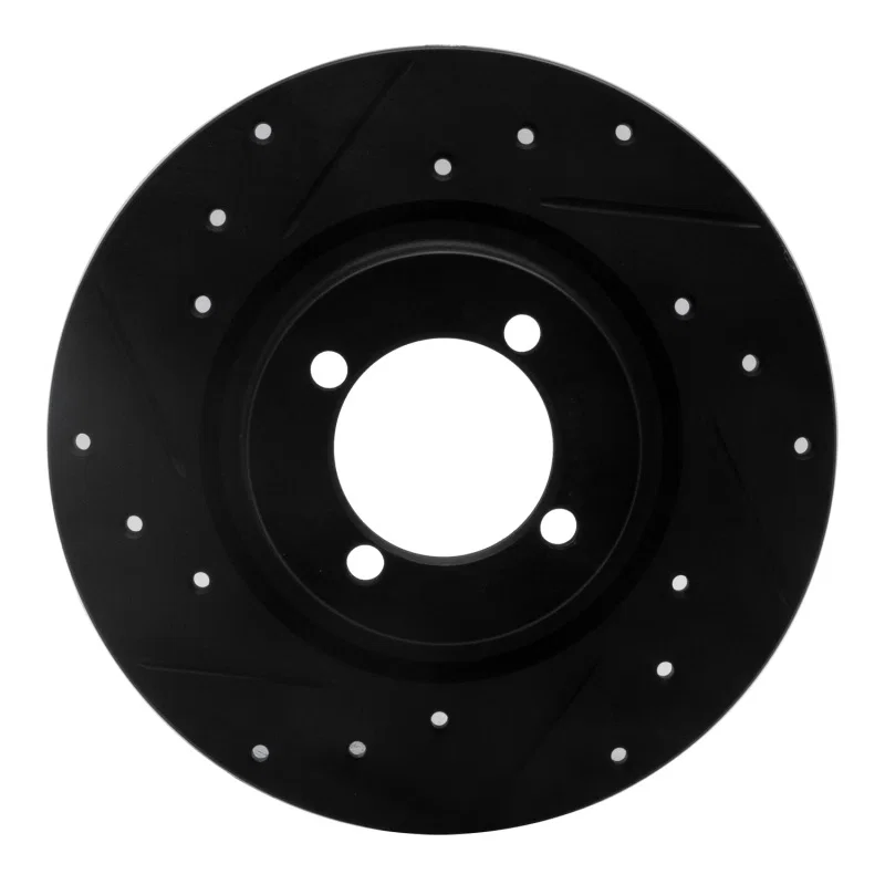 R1 Concepts 633-31000L, R1 67-76 BMW 1600 Front Left Drilled & Slotted Black Brake Rotor