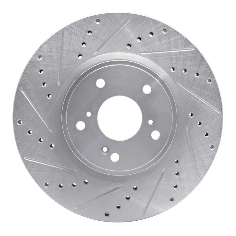 R1 Concepts 631-59064L, R1 2013-2025 Acura ADX Front Left Drilled & Slotted Silver Brake Rotor