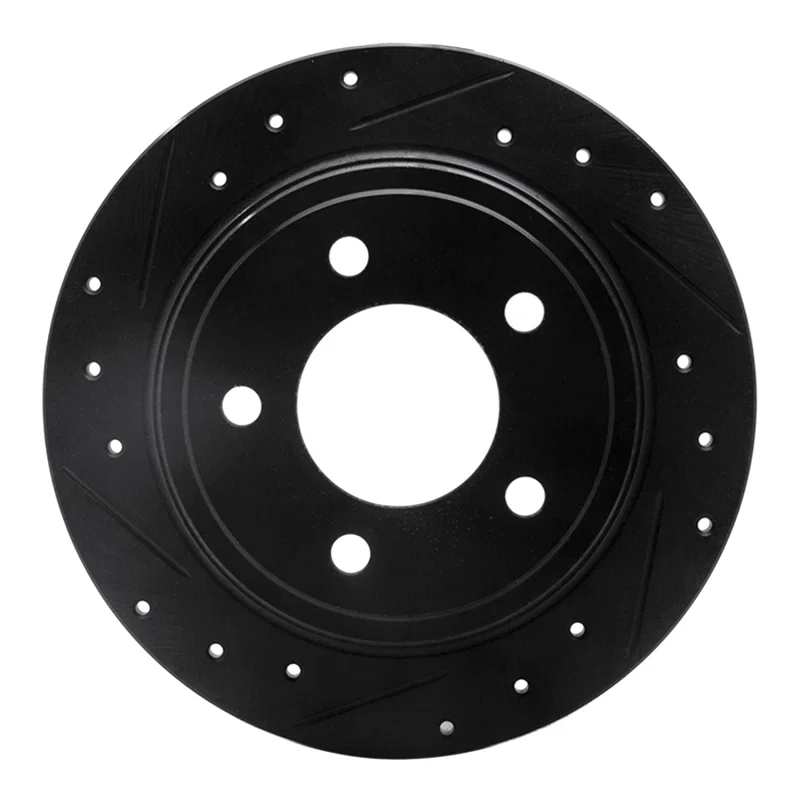 R1 Concepts 633-40012L, R1 93-04 Chrysler 300M Rear Left Drilled & Slotted Black Brake Rotor