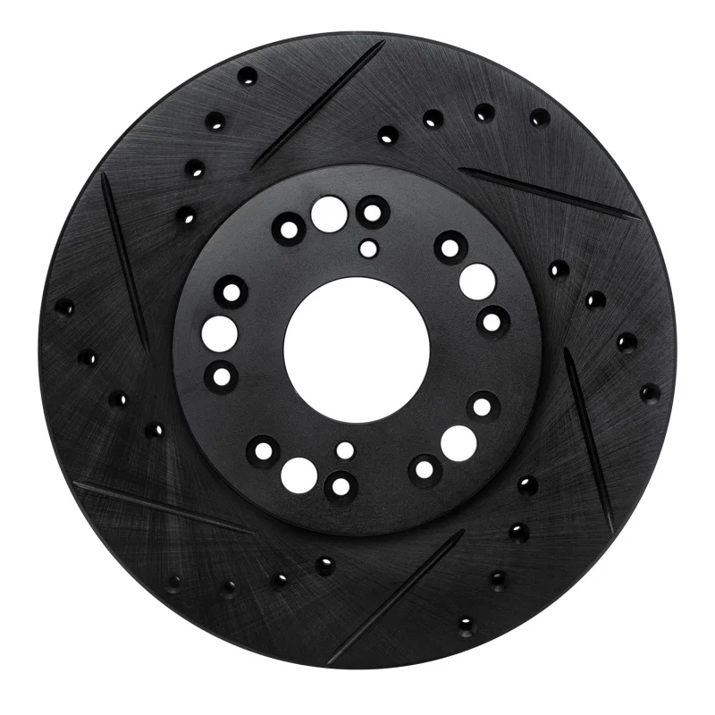 R1 Concepts 633-75000L, R1 90-90 Lexus LS400 Front Left Drilled & Slotted Black Brake Rotor