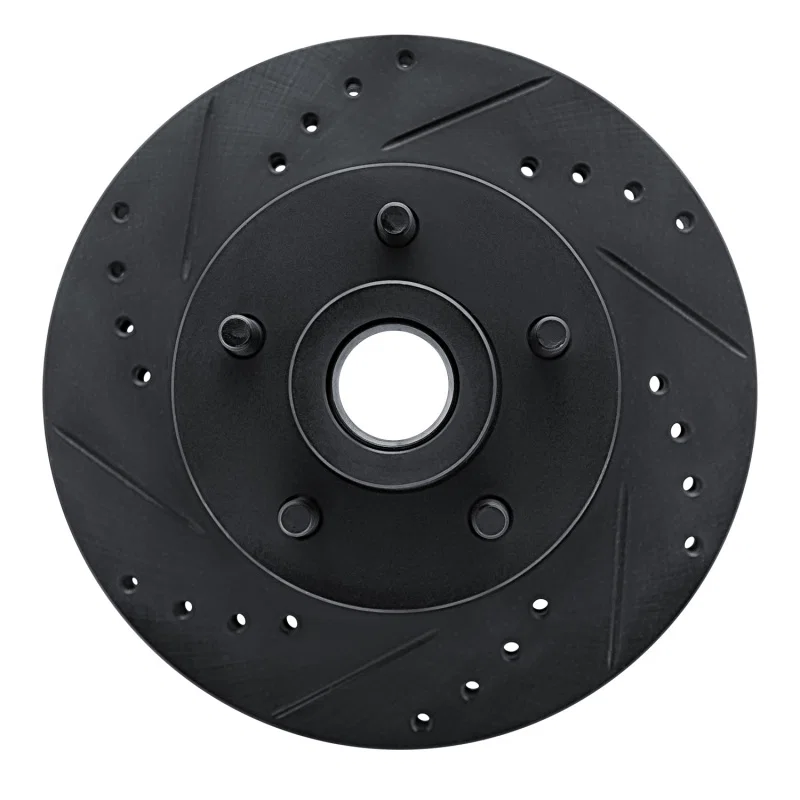 R1 Concepts 633-56004L, R1 72-73 Ford Gran Torino Front Left Drilled & Slotted Black Brake Rotor