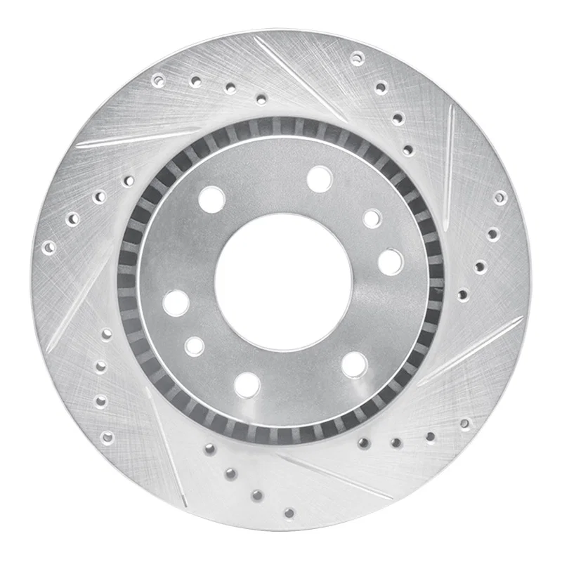 R1 Concepts 631-48052R, R1 06-09 Buick Rainier Front Right Drilled & Slotted Silver Brake Rotor