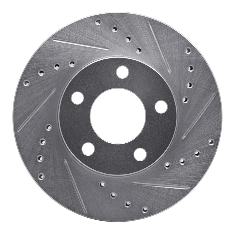 R1 Concepts 631-54033R, R1 94-04 Ford Mustang Front Right Drilled & Slotted Silver Brake Rotor