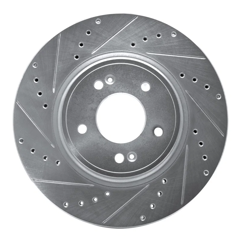 R1 Concepts 631-21040L, R1 18-23 Genesis G70 Front Left Drilled & Slotted Silver Brake Rotor