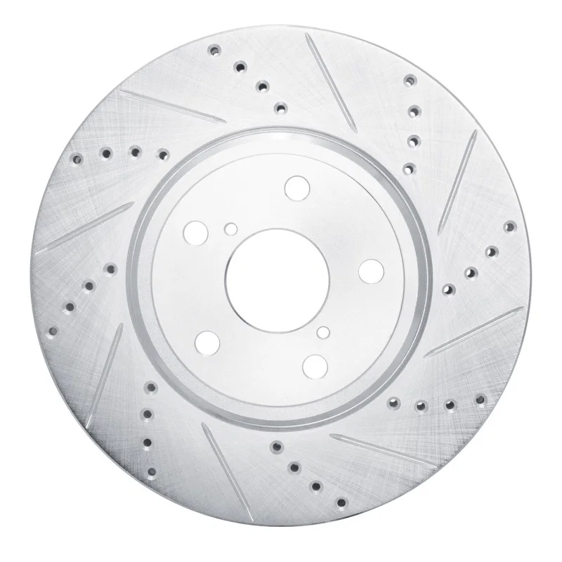 R1 Concepts 631-75009R, R1 01-06 Lexus LS430 Front Right Drilled & Slotted Silver Brake Rotor