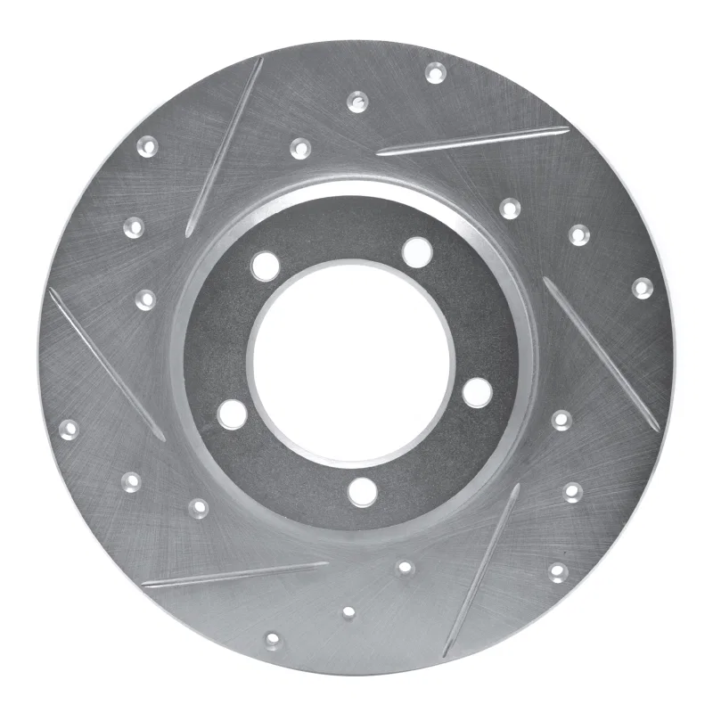 R1 Concepts 631-76092L, R1 75-83 Toyota Pickup Front Left Drilled & Slotted Silver Brake Rotor