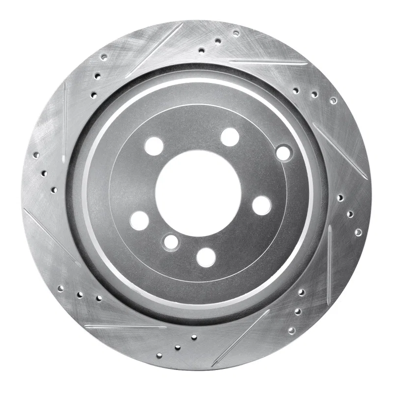 R1 Concepts 631-11016L, R1 06-12 Land Rover Range Rover Rear Left Drilled & Slotted Silver Brake Rotor