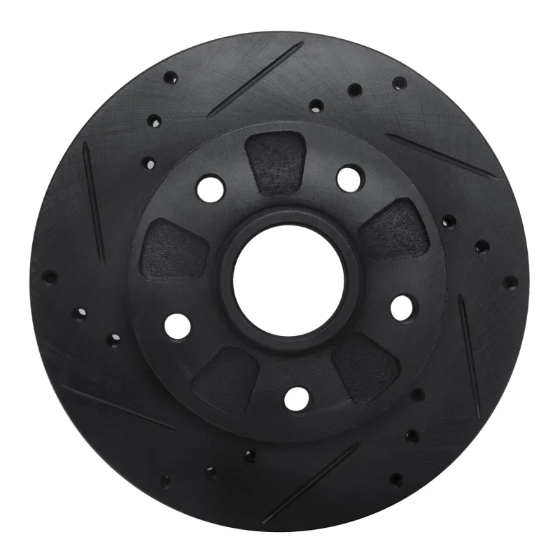 R1 Concepts 633-80019L, R1 88-91 Mazda 929 Front Left Drilled & Slotted Black Brake Rotor