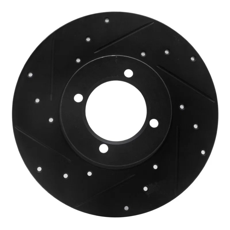 R1 Concepts 633-67011L, R1 80-83 Nissan 200SX Front Left Drilled & Slotted Black Brake Rotor