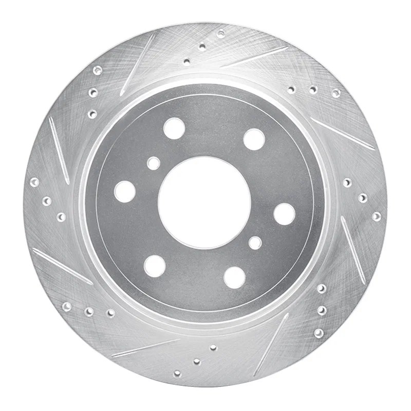 R1 Concepts 631-48053L, R1 07-20 Cadillac Escalade EXT Rear Left Drilled & Slotted Silver Brake Rotor