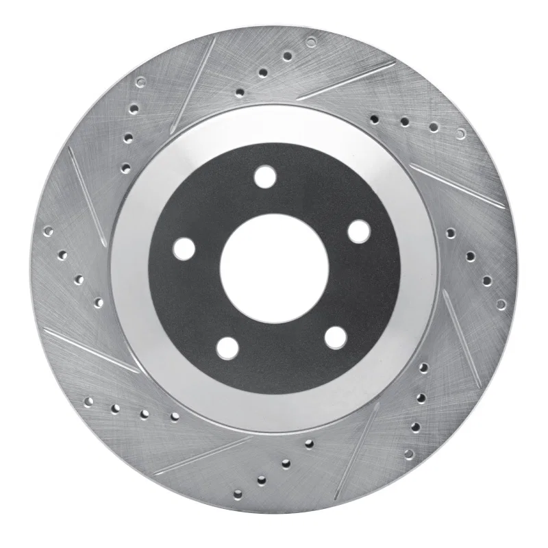 R1 Concepts 631-46008D, R1 97-09 Cadillac XLR Right Front Drilled & Slotted Silver Brake Rotor