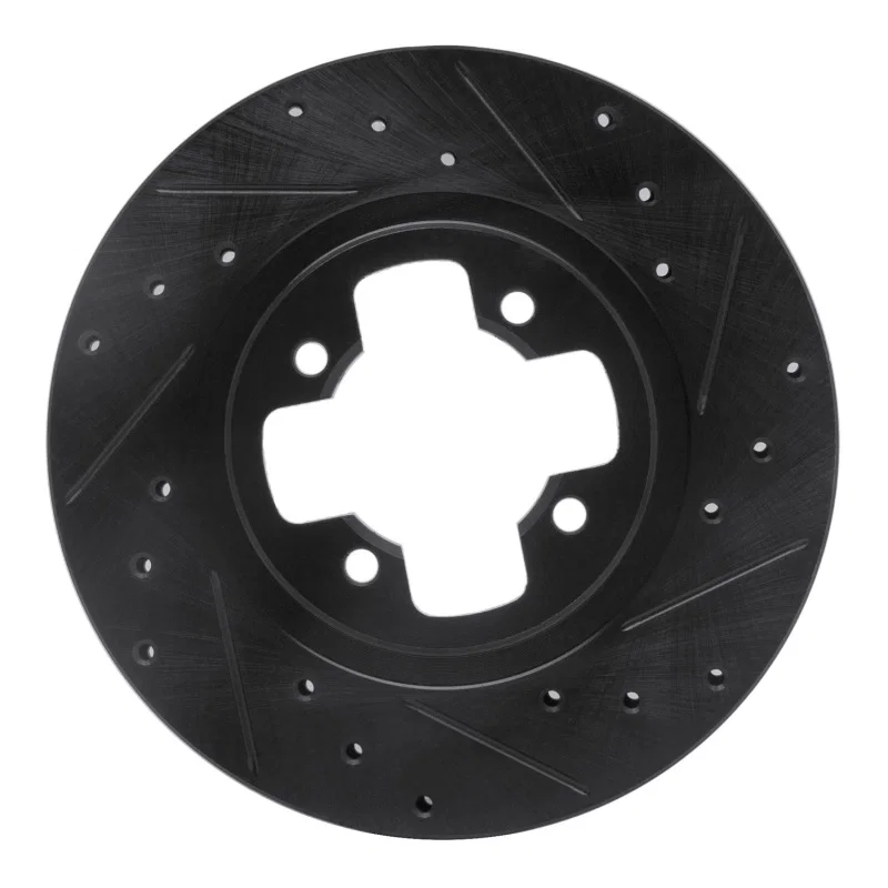 R1 Concepts 633-67008R, R1 81-88 Nissan Maxima Front Right Drilled & Slotted Black Brake Rotor
