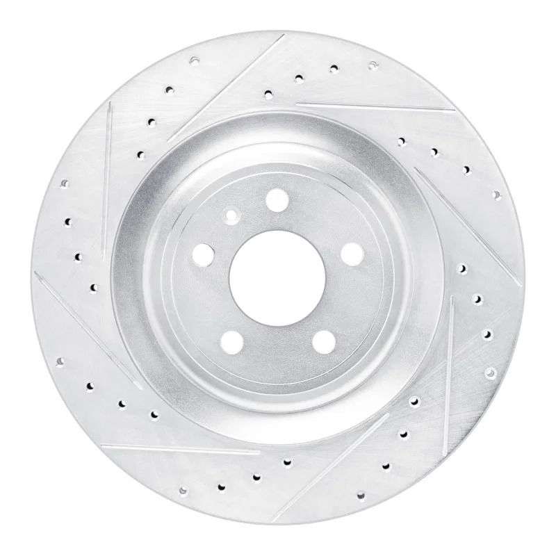 R1 Concepts 631-02102L, R1 15-18 Porsche Macan Rear Left Drilled & Slotted Silver Brake Rotor