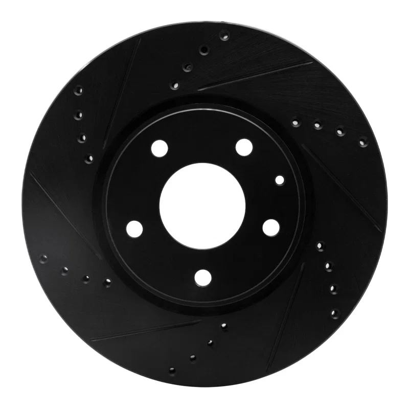 R1 Concepts 633-80076L, R1 16-25 Mazda CX-5 Front Left Drilled & Slotted Black Brake Rotor