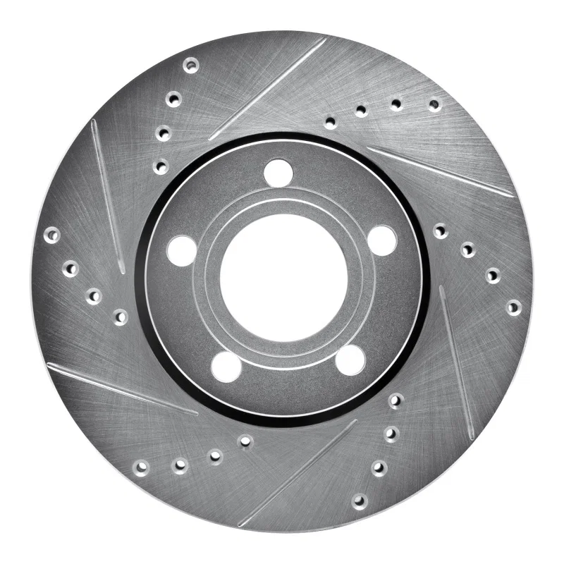 R1 Concepts 631-73008L, R1 85-91 Audi 5000S Quattro Front Left Drilled & Slotted Silver Brake Rotor