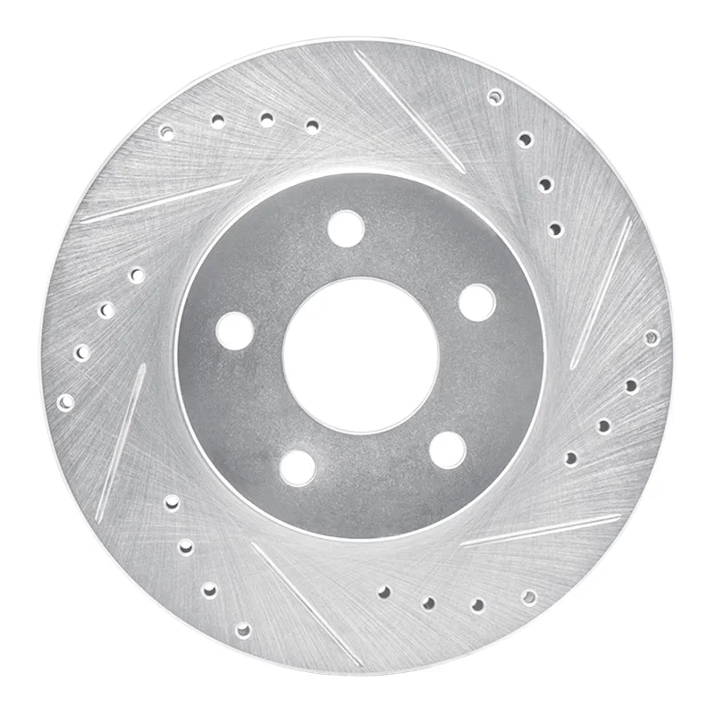 R1 Concepts 631-54027R, R1 89-90 Ford Thunderbird Front Right Drilled & Slotted Silver Brake Rotor