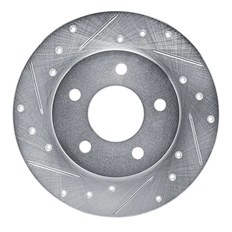 R1 Concepts 631-40008L, R1 88-92 Dodge Monaco Rear Left Drilled & Slotted Silver Brake Rotor