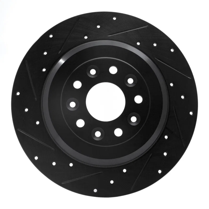 R1 Concepts 633-54088L, R1 05-19 Ford Five Hundred Rear Left Drilled & Slotted Black Brake Rotor
