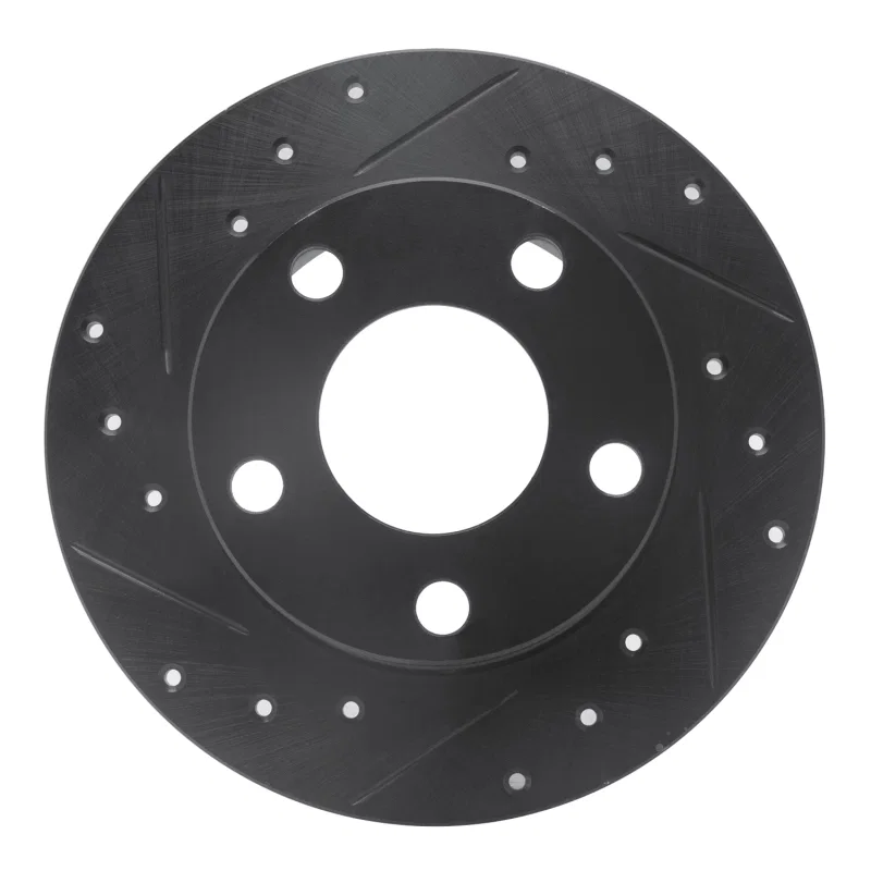 R1 Concepts 633-73018L, R1 98-01 Audi A6 Quattro Rear Left Drilled & Slotted Black Brake Rotor
