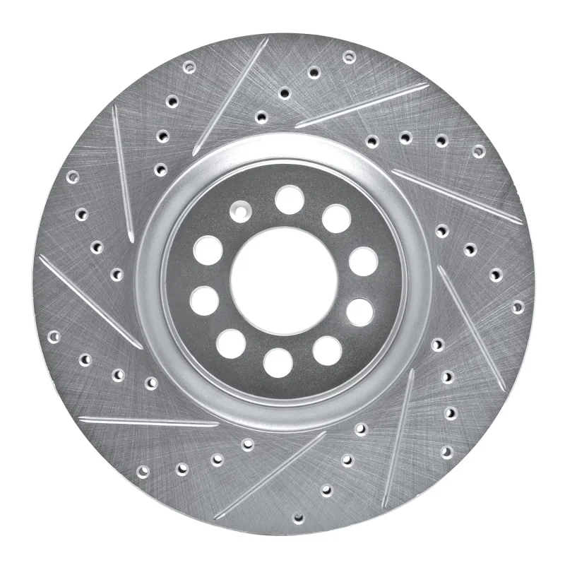 R1 Concepts 631-74021L, R1 00-06 Audi TT Front Left Drilled & Slotted Silver Brake Rotor