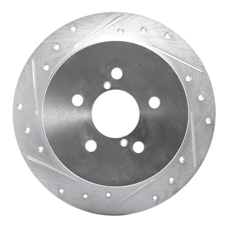 R1 Concepts 631-13020L, R1 05-09 Subaru Outback Rear Left Drilled & Slotted Silver Brake Rotor