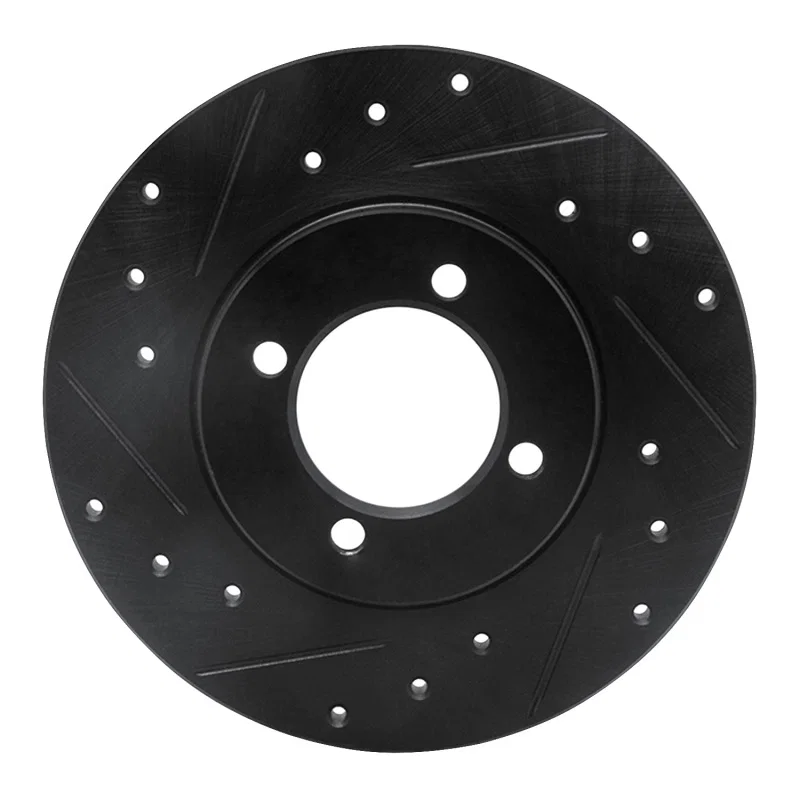 R1 Concepts 633-76006L, R1 80-83 Toyota Corolla (US/Canada) Front Left Drilled & Slotted Black Brake Rotor