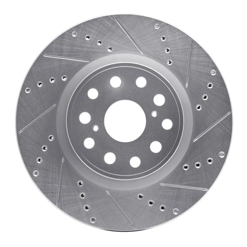 R1 Concepts 631-75017R, R1 07-23 Lexus LS460 Front Right Drilled & Slotted Silver Brake Rotor