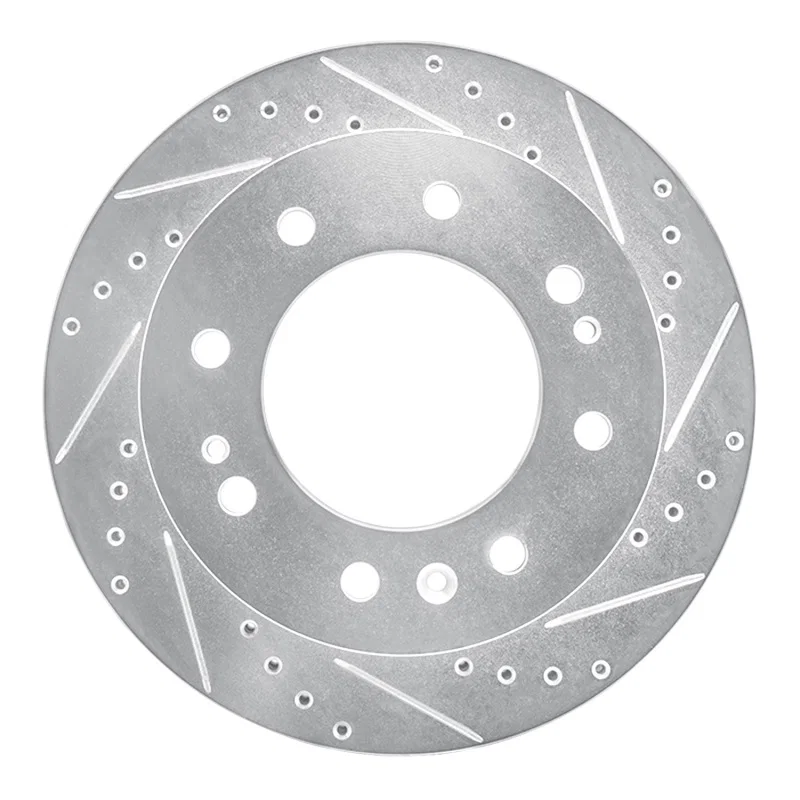 R1 Concepts 631-48059R, R1 2011-2025 Chevrolet Silverado 3500 HD Front Right Drilled & Slotted Silver Brake Rotor