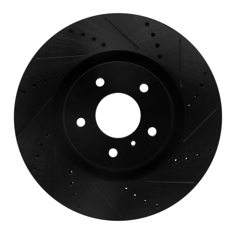 R1 Concepts 633-68008R, R1 03-08 Infiniti G35 Front Right Drilled & Slotted Black Brake Rotor
