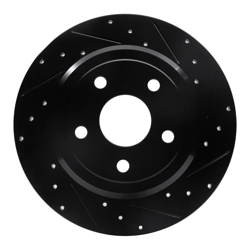 R1 Concepts 633-42004R, R1 11-22 Dodge Durango Rear Right Drilled & Slotted Black Brake Rotor