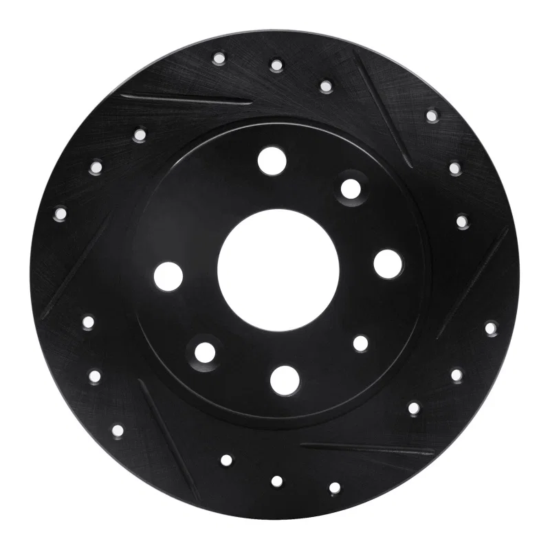 R1 Concepts 633-80023R, R1 90-93 Mazda Miata Rear Right Drilled & Slotted Black Brake Rotor