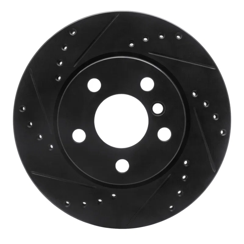 R1 Concepts 633-32017L, R1 14-24 Mini Cooper (Excl Clubman) Front Left Drilled & Slotted Black Brake Rotor