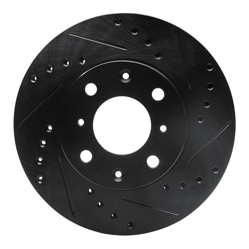 R1 Concepts 633-59012R, R1 86-91 Acura Integra Front Right Drilled & Slotted Black Brake Rotor